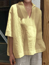 Load image into Gallery viewer, Blusa manga curta de algodão e linho