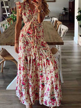 Load image into Gallery viewer, Vestido de renda floral com decote em V
