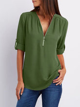 Load image into Gallery viewer, Women's Oversized V-Neck Chiffon Shirt