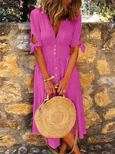 Load image into Gallery viewer, Vestido feminino de renda com decote em V