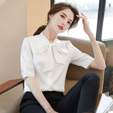 Load image into Gallery viewer, Solid Color Bow Chiffon Shirt