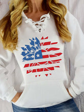 Load image into Gallery viewer, Girassol com estampa da bandeira americana com capuz de renda

