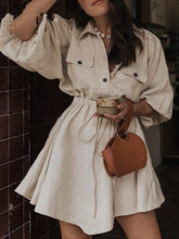 Load image into Gallery viewer, Women's Loose Cotton and Linen Trapeze Dress
