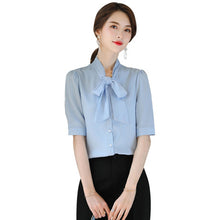 Load image into Gallery viewer, Solid Color Bow Chiffon Shirt

