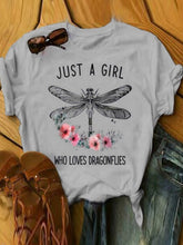Load image into Gallery viewer, Women's Creative Dragonfly Cartoon Print Short Sleeve T-Shirt
