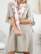Load image into Gallery viewer, Short-sleeved dress with ruffles and round neck
