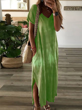 Load image into Gallery viewer, Vestido feminino com decote em V solto e confortável manga curta tie dye
