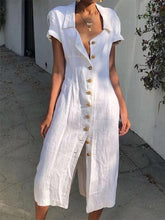 Load image into Gallery viewer, Women's buttoned cotton shirt dress
