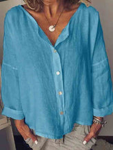 Load image into Gallery viewer, Buttoned cotton and linen shirt
