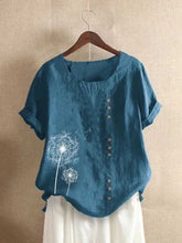 Load image into Gallery viewer, Short-sleeved buttoned blouses in floral dandelion
