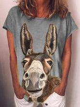 Load image into Gallery viewer, Camiseta feminina de manga curta estampa burro
