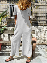Load image into Gallery viewer, Short sleeve jumpsuit with square neck
