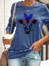Load image into Gallery viewer, Mulher com estampa de cabeça de touro com bandeira americana casual top
