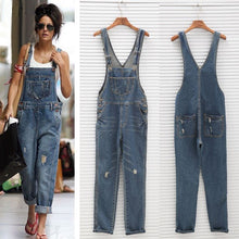Load image into Gallery viewer, Multi-pocket distressed denim jumpsuits, jumpsuits and overalls
