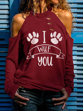 Load image into Gallery viewer, I WUF YOU Off Shoulder Dog Paw Print Top
