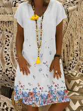Load image into Gallery viewer, Vestido feminino de manga curta com decote em V
