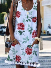 Load image into Gallery viewer, Vestido feminino com estampa de franjas e bolsos
