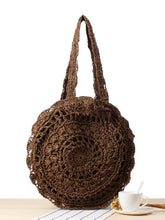 Load image into Gallery viewer, Bolso de playa de paja tejido a mano de crochet boho
