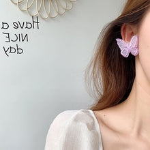 Load image into Gallery viewer, Fabric butterfly earrings for women
