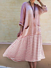 Load image into Gallery viewer, Vestido de manga comprida com gola redonda e saia larga
