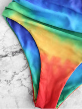 Load image into Gallery viewer, 【Artículo caliente de verano】 Traje de baño Tankini con efecto tie dye arcoíris con nudo fruncido (S-2XL)
