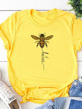 Load image into Gallery viewer, Short-sleeved T-shirt with round neck and small bee print
