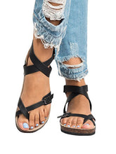 Load image into Gallery viewer, Comfortable flat leather sandals for women

