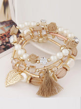 Load image into Gallery viewer, Women Metal Crystal Pearl Leaf Temperament Acorn Multilayer Bracelet
