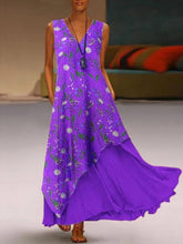 Load image into Gallery viewer, Women's Double Printed V-Neck Pocket Dress
