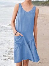 Load image into Gallery viewer, Vestido sin mangas de lino y algodón para mujer

