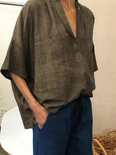 Load image into Gallery viewer, Camisa feminina de linho de manga comprida
