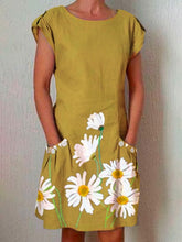 Load image into Gallery viewer, Vestido de linho e algodão girassol para mulheres
