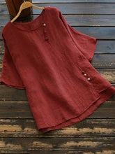Load image into Gallery viewer, Cotton Linen Sweater Wide Round Neck Loose Blouse
