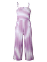 Load image into Gallery viewer, Long striped cotton and linen jumpsuit
