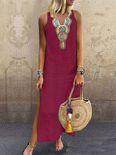 Load image into Gallery viewer, Vestido feminino boêmio com fenda lateral
