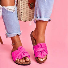 Load image into Gallery viewer, Women's slippers with bow and flat heel
