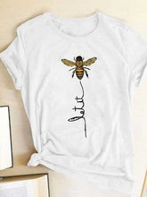 Load image into Gallery viewer, Short-sleeved T-shirt with round neck and small bee print
