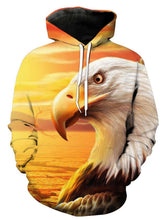 Load image into Gallery viewer, Dia da Independência americana com capuz de bolso estampado águia
