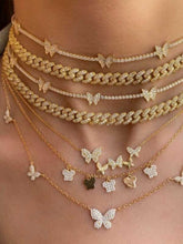 Load image into Gallery viewer, Collar Collar Clavícula Mariposa Apilada Circón Oro 18K
