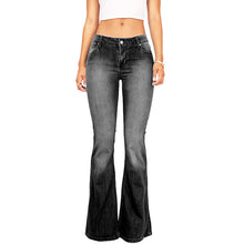 Load image into Gallery viewer, Mid-waist cotton 70s stretch flared pants
