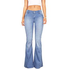 Load image into Gallery viewer, Mid-waist cotton 70s stretch flared pants
