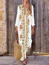 Load image into Gallery viewer, Womens Floral Print Bohemian Forked Maxi Dress
