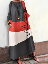 Load image into Gallery viewer, Loose cotton and linen dress with short sleeves for women
