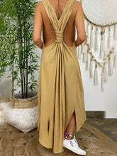 Load image into Gallery viewer, Vestido feminino de algodão e linho sem costas
