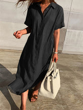 Load image into Gallery viewer, Vestido comprido abotoado com gola de lapela
