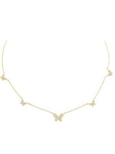 Load image into Gallery viewer, Collar Collar Clavícula Mariposa Apilada Circón Oro 18K
