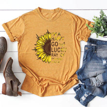 Load image into Gallery viewer, I AM HAPPY Sunflower Print T-Shirts

