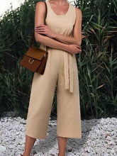 Load image into Gallery viewer, Women's cotton jumpsuit with sleeveless belt
