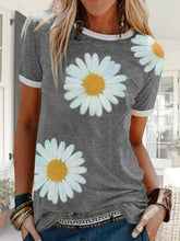 Load image into Gallery viewer, Casual slim sunflower print T-shirt for women
