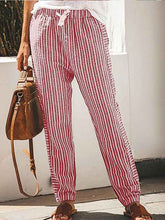 Load image into Gallery viewer, Calças casuais estampadas de linho de algodão feminino
